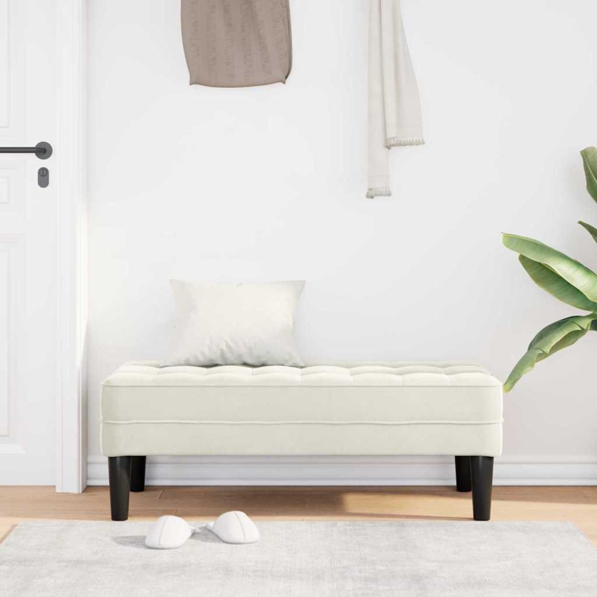 vidaXL παγκάκι με μαξιλάρι Κρεμ 113 x 57 x 39 εκ. Βελούδο
