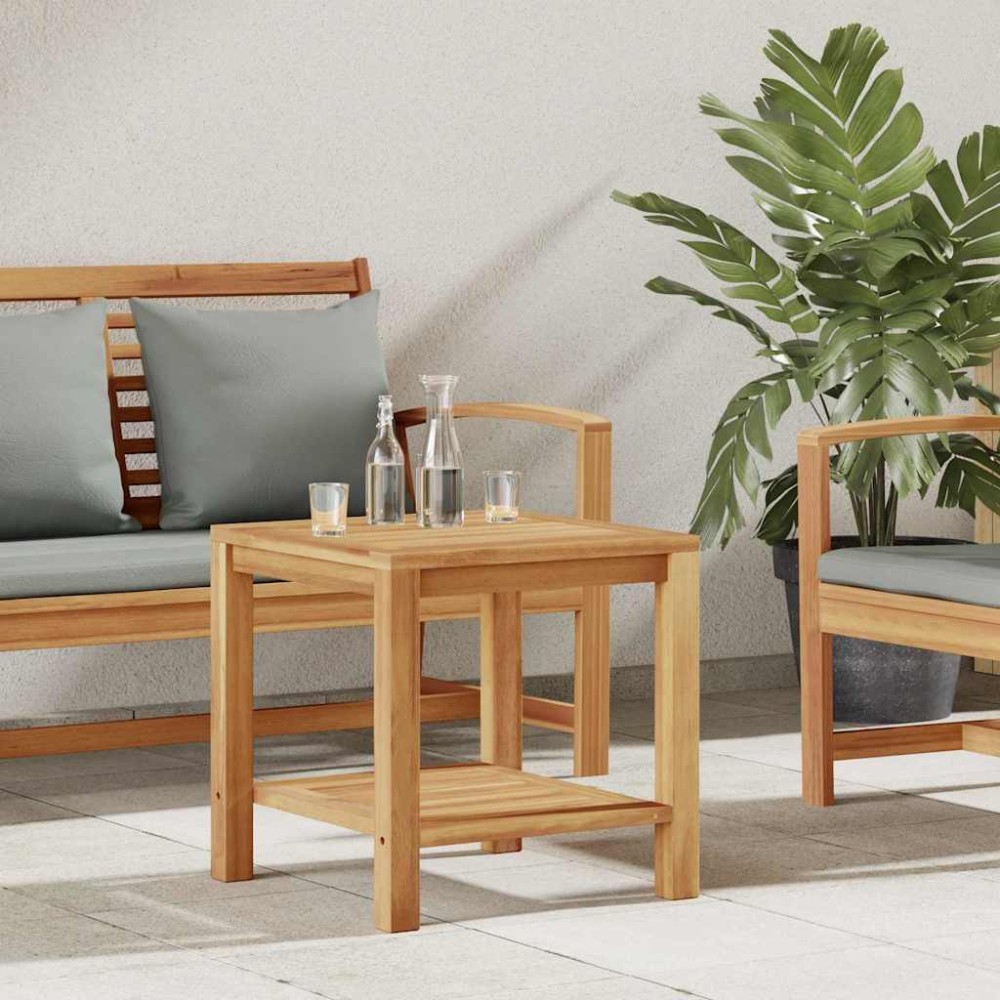 vidaXL Τραπεζάκι σαλονιού με ράφι Καφέ 45 x 45 x 45 cm Στερεό Ξύλο Τίκ