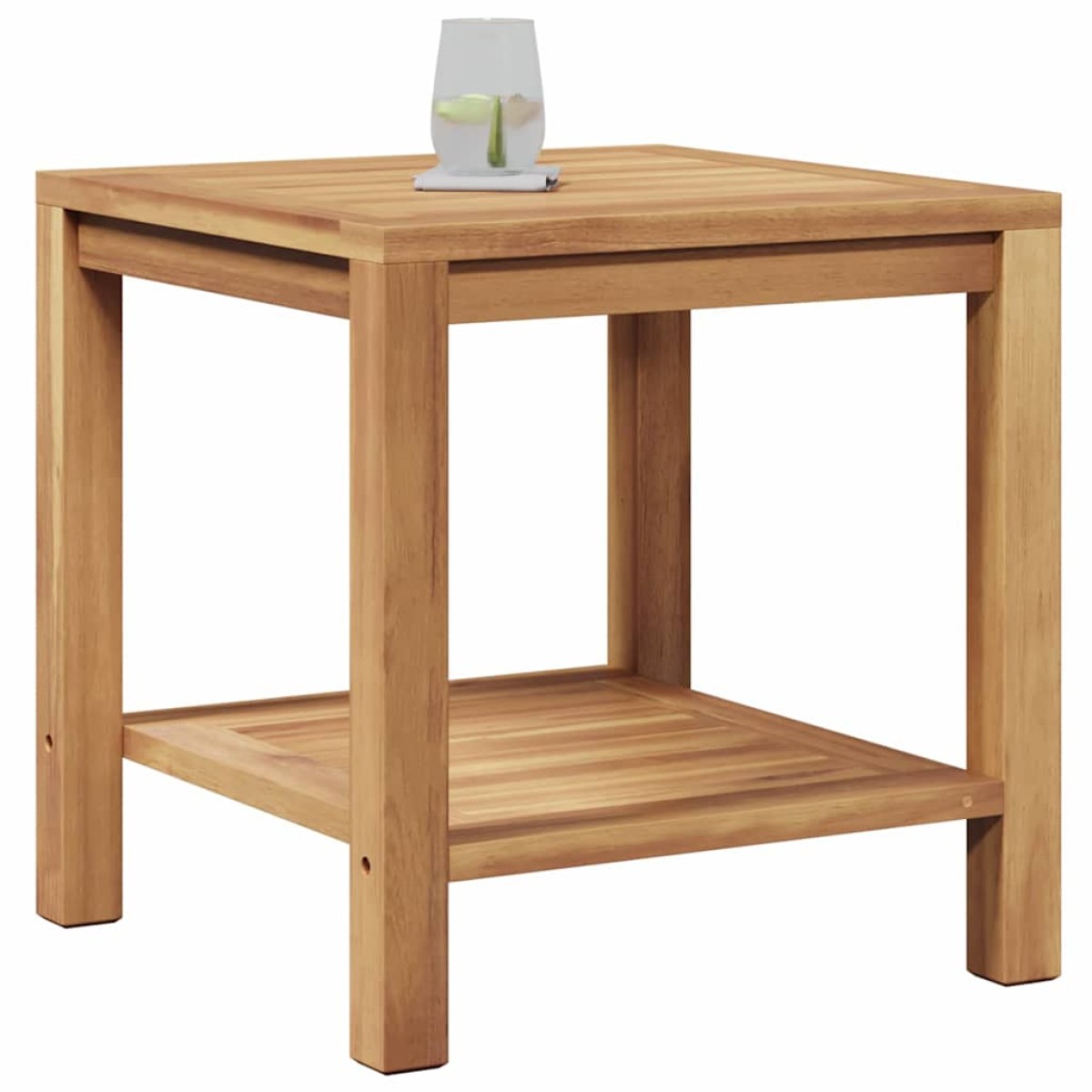 vidaXL Τραπεζάκι σαλονιού με ράφι Καφέ 45 x 45 x 45 cm Στερεό Ξύλο Τίκ