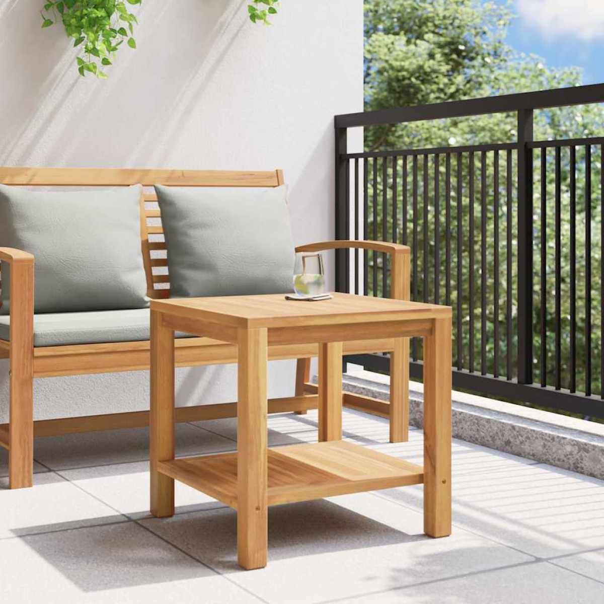 vidaXL Τραπεζάκι σαλονιού με ράφι Καφέ 45 x 45 x 45 cm Στερεό Ξύλο Τίκ