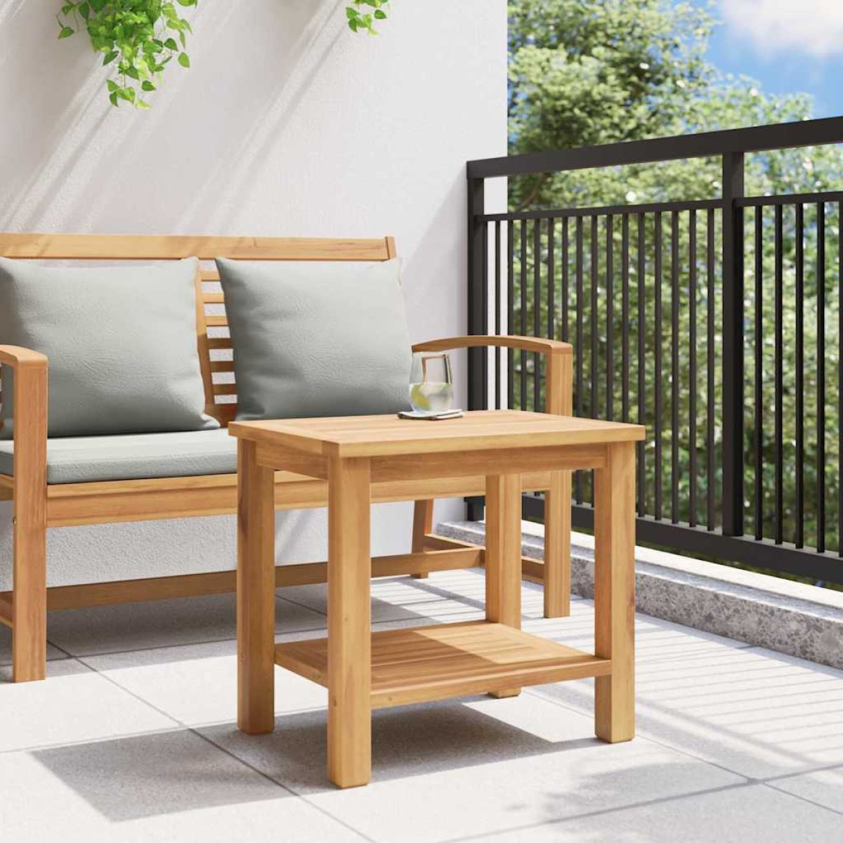 vidaXL Τραπεζάκι σαλονιού με ράφι Καφέ 50 x 35 x 45 cm Στερεό Ξύλο Τίκ