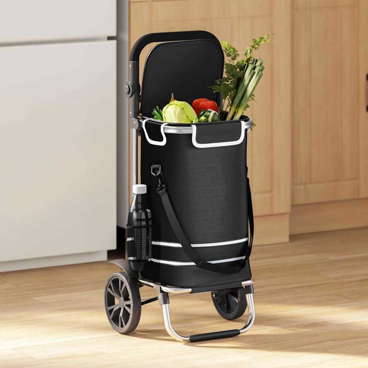 vidaXL Καρότσι Αγορών Μαύρο 36,5 x 46,5 x 100,5 εκ Ύφασμα Oxford