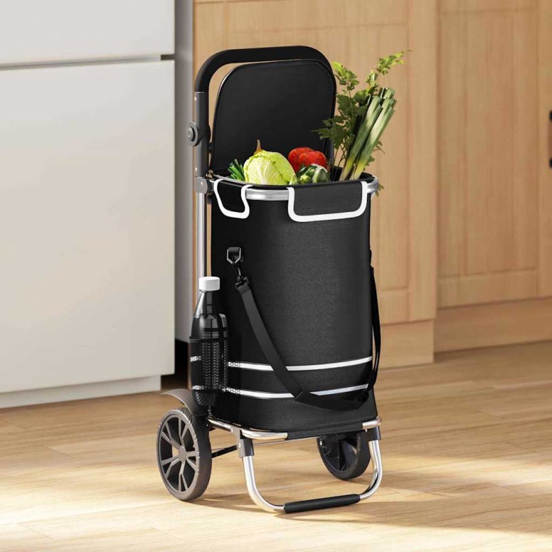 vidaXL Καρότσι Αγορών Μαύρο 36,5 x 46,5 x 100,5 εκ Ύφασμα Oxford