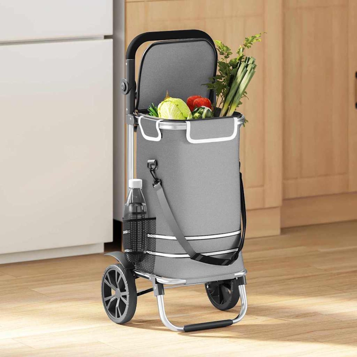vidaXL Καρότσι Αγορών Γκρι 36,5 x 46,5 x 100,5 εκ Ύφασμα Oxford