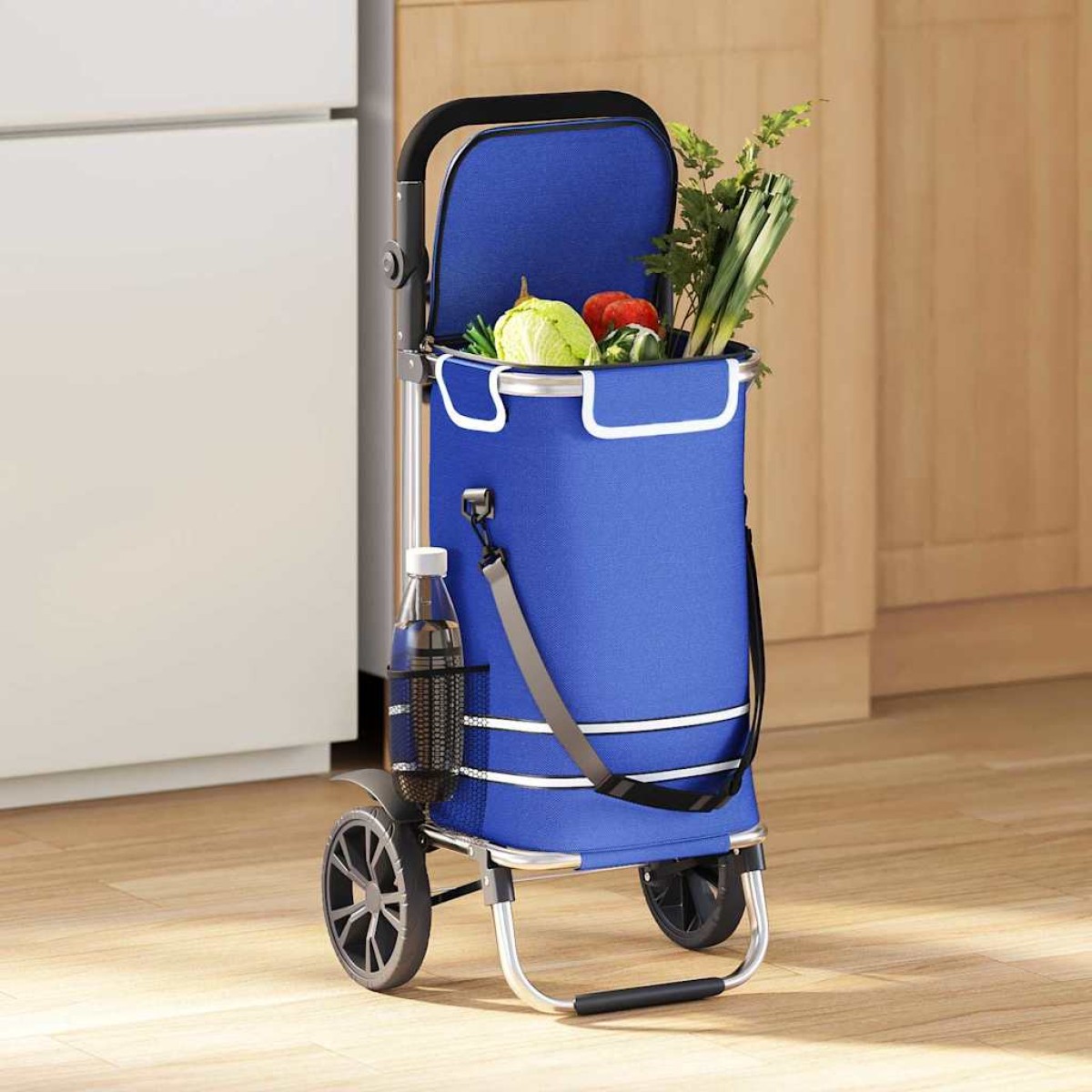 vidaXL Καρότσι Αγορών Μπλε 36,5 x 46,5 x 100,5 εκ Ύφασμα Oxford