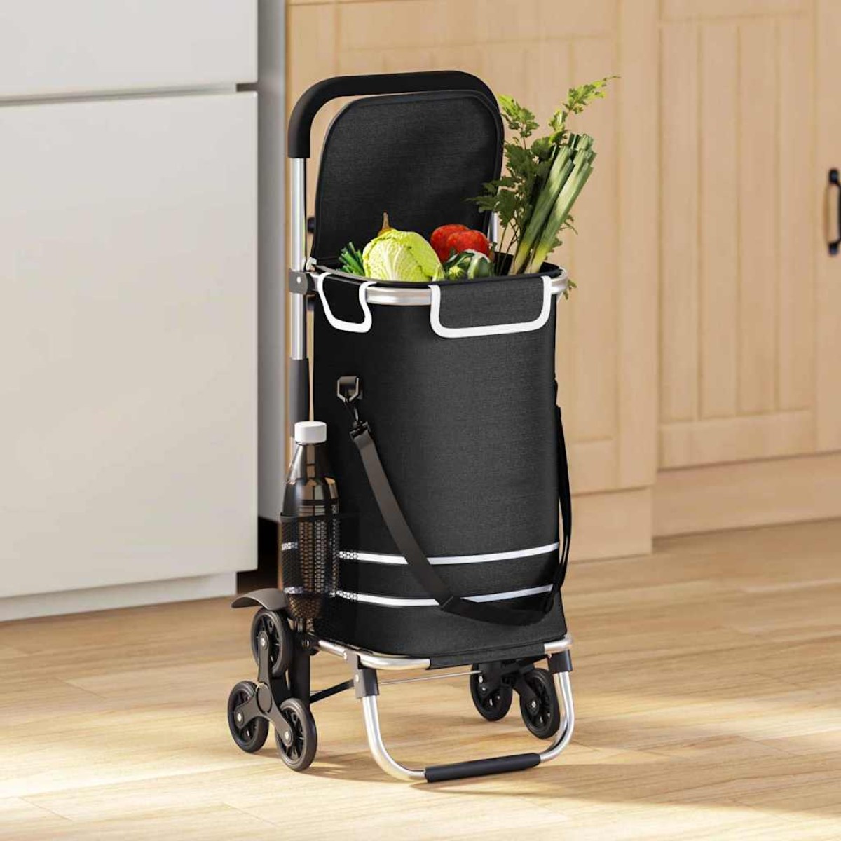 vidaXL Καρότσι Αγορών Μαύρο 47 x 39 x 100,5 εκ. Ύφασμα Oxford