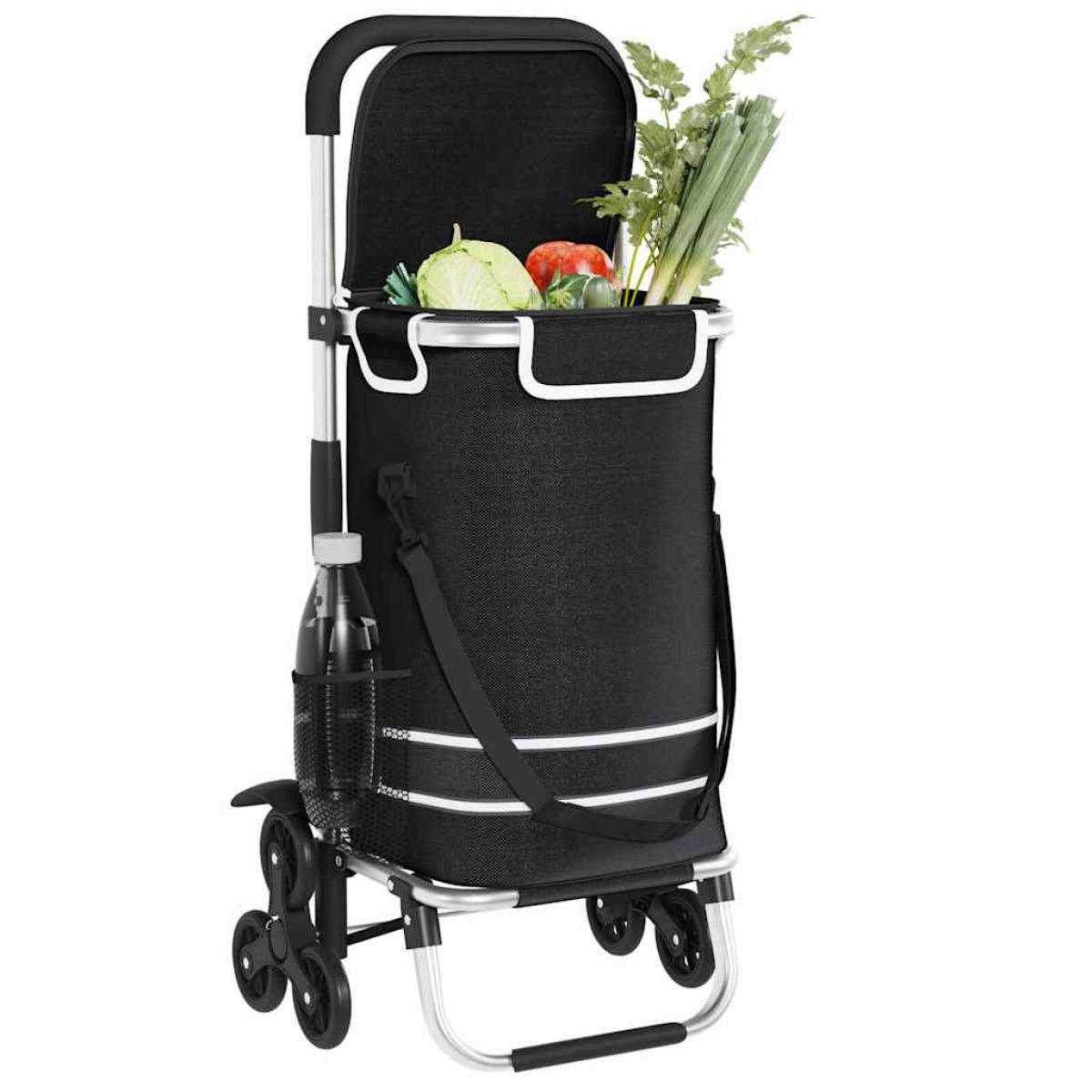 vidaXL Καρότσι Αγορών Μαύρο 47 x 39 x 100,5 εκ. Ύφασμα Oxford