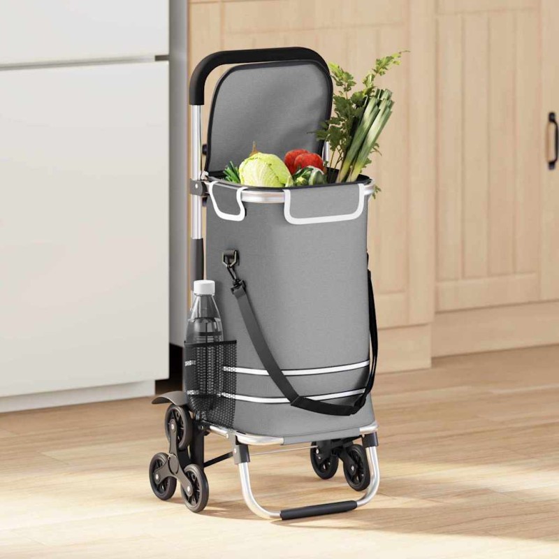 vidaXL Καρότσι Αγορών Γκρι 47 x 39 x 100,5 εκ. Ύφασμα Oxford
