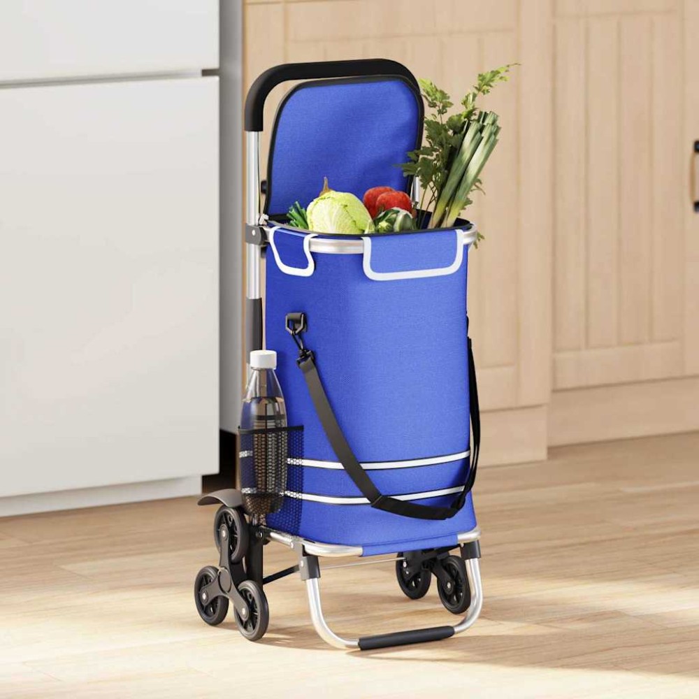 vidaXL Καρότσι Αγορών Μπλε 47 x 39 x 100,5 εκ. Ύφασμα Oxford
