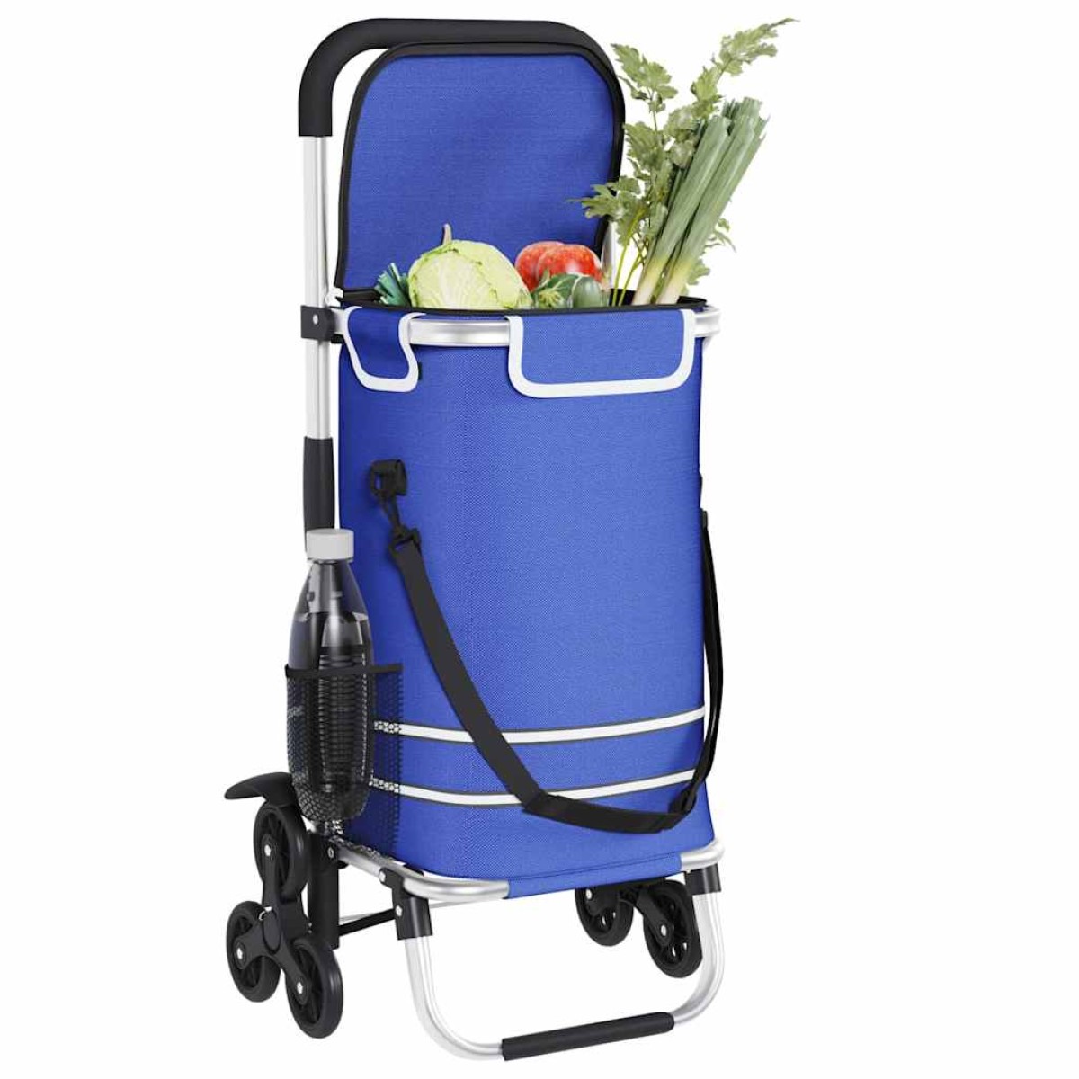 vidaXL Καρότσι Αγορών Μπλε 47 x 39 x 100,5 εκ. Ύφασμα Oxford