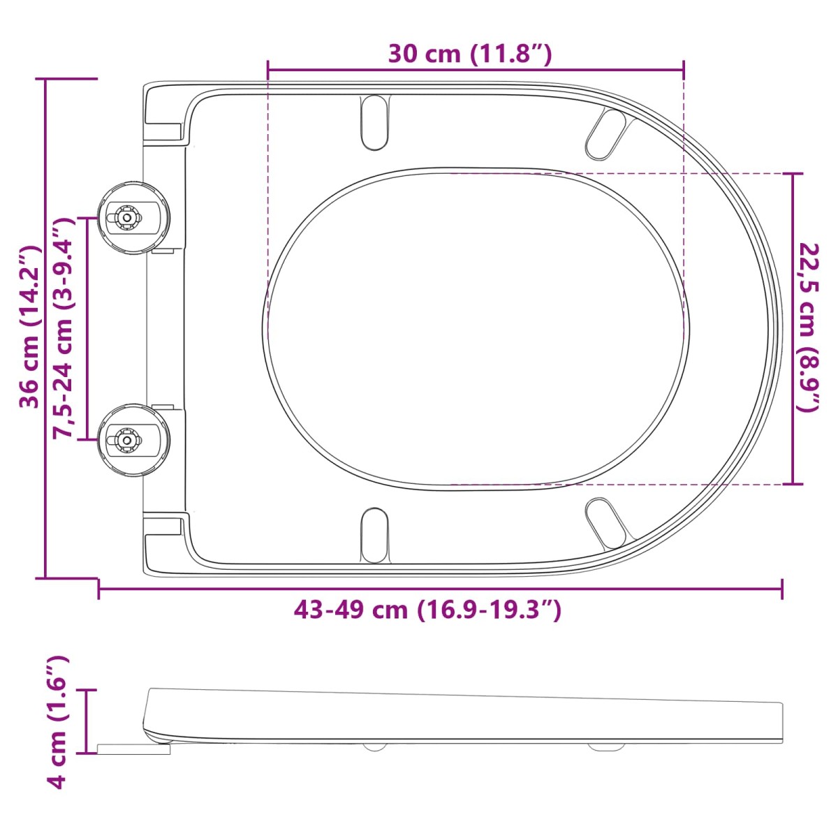 vidaXL Λεκάνη Ανθρακί 49 x 36 x 4 εκ Δυροπλάστ