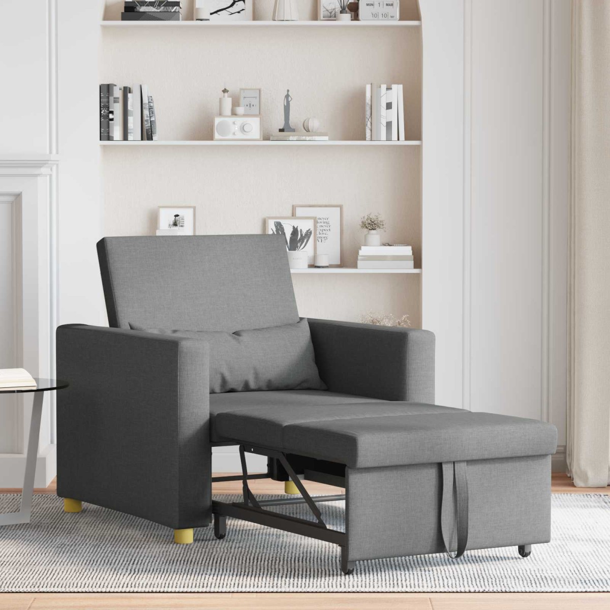vidaXL Καναπές Κρεβάτι Μονό Σκούρο γκρι 90 x 165 x 87 εκ. ύφασμα