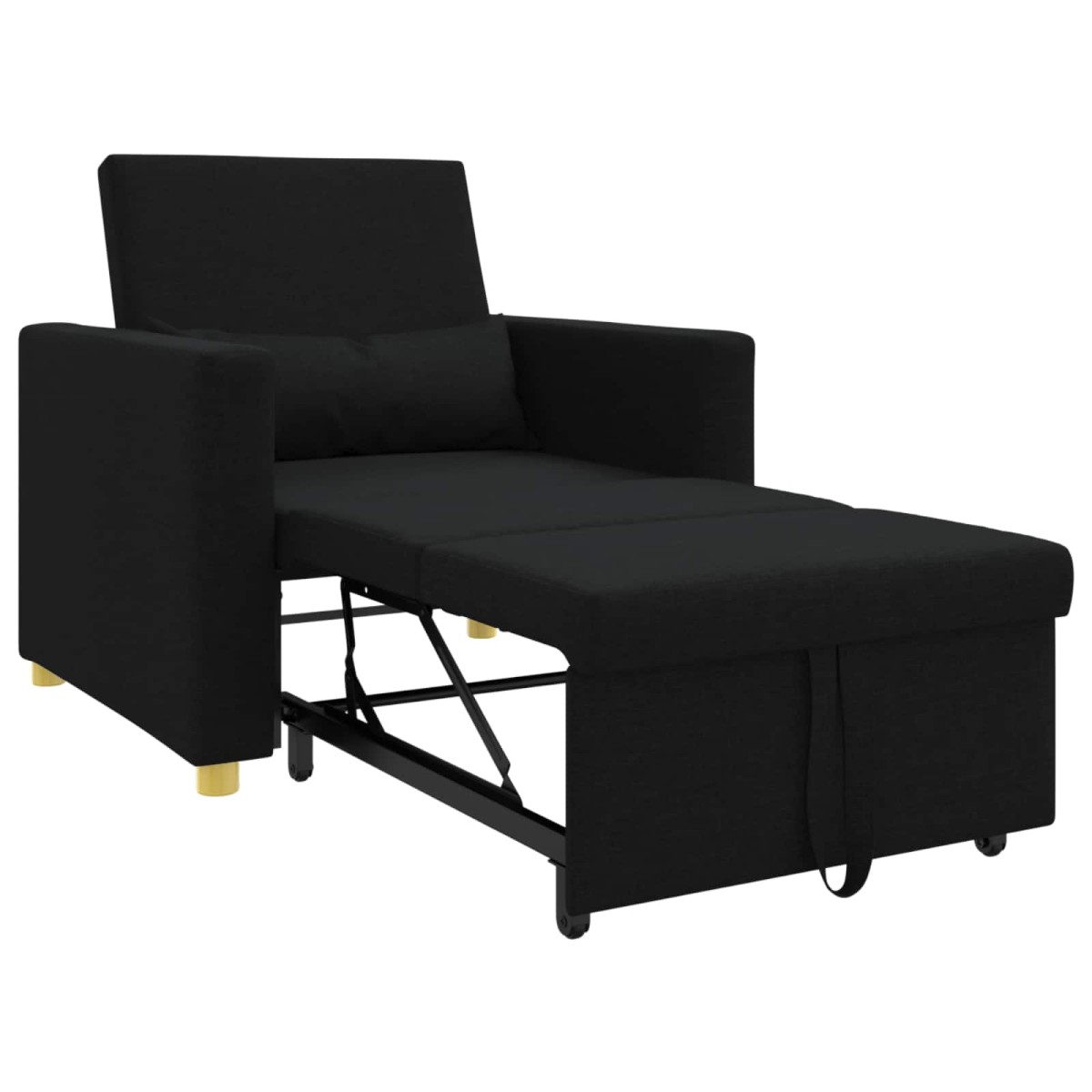 vidaXL Καναπές Κρεβάτι Μονό με τροχούς Μαύρο 90 x 165 x 87 εκ. ύφασμα