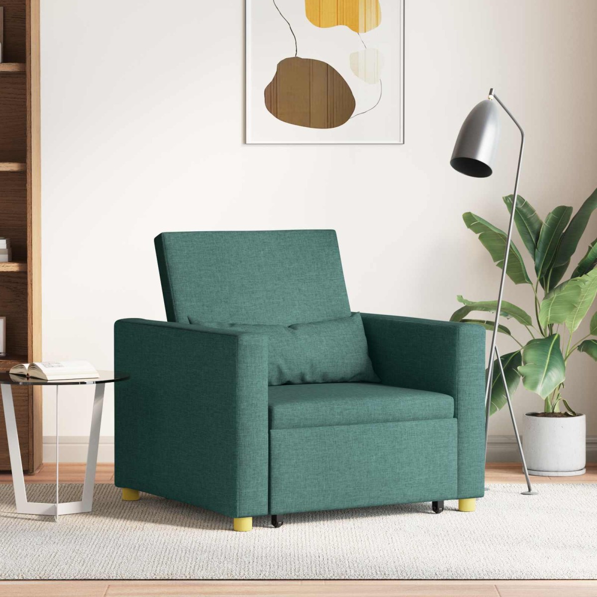 vidaXL Καναπές Κρεβάτι Μονό Σκούρο πράσινο 90 x 165 x 87 εκ. ύφασμα
