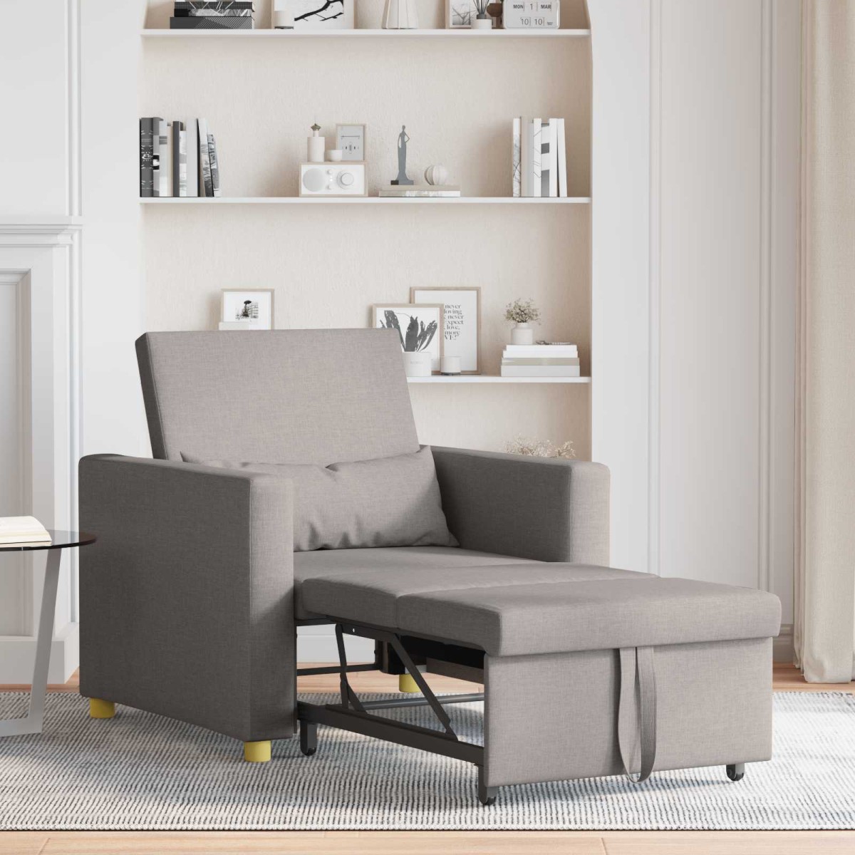 vidaXL Καναπές Κρεβάτι Μονό με τροχούς Taupe 90 x 165 x 87 εκ. ύφασμα