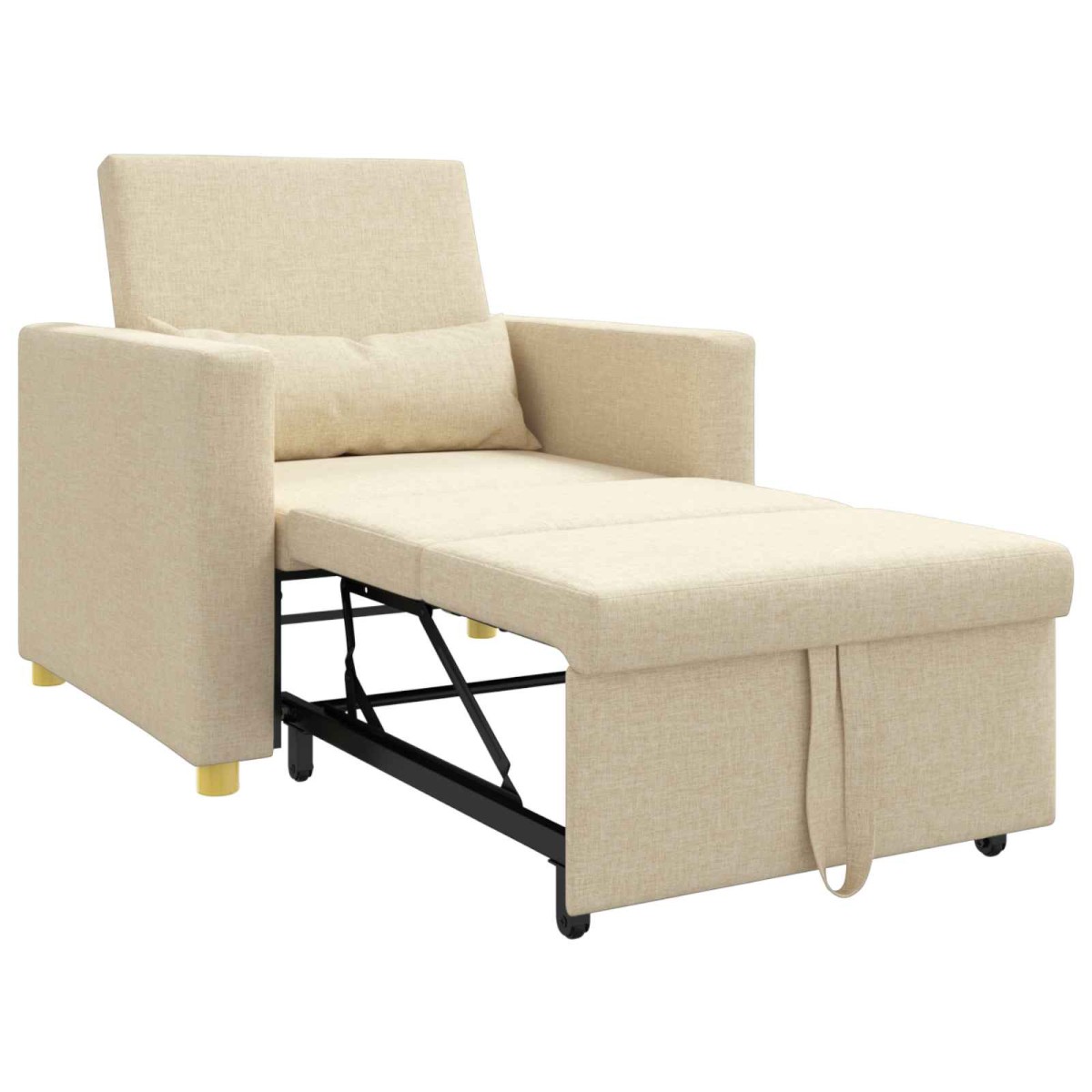 vidaXL Καναπές Κρεβάτι Μονό με τροχούς Κρεμ 90 x 165 x 87 εκ. ύφασμα