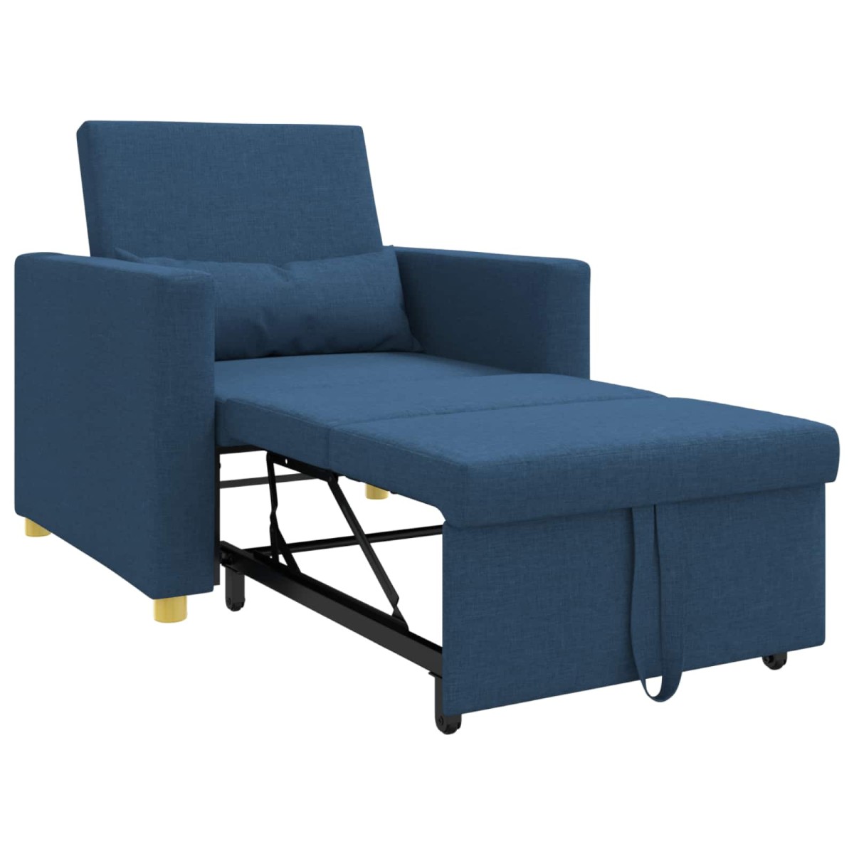 vidaXL Καναπές Κρεβάτι Μονό με τροχούς Μπλε 90 x 165 x 87 εκ. ύφασμα