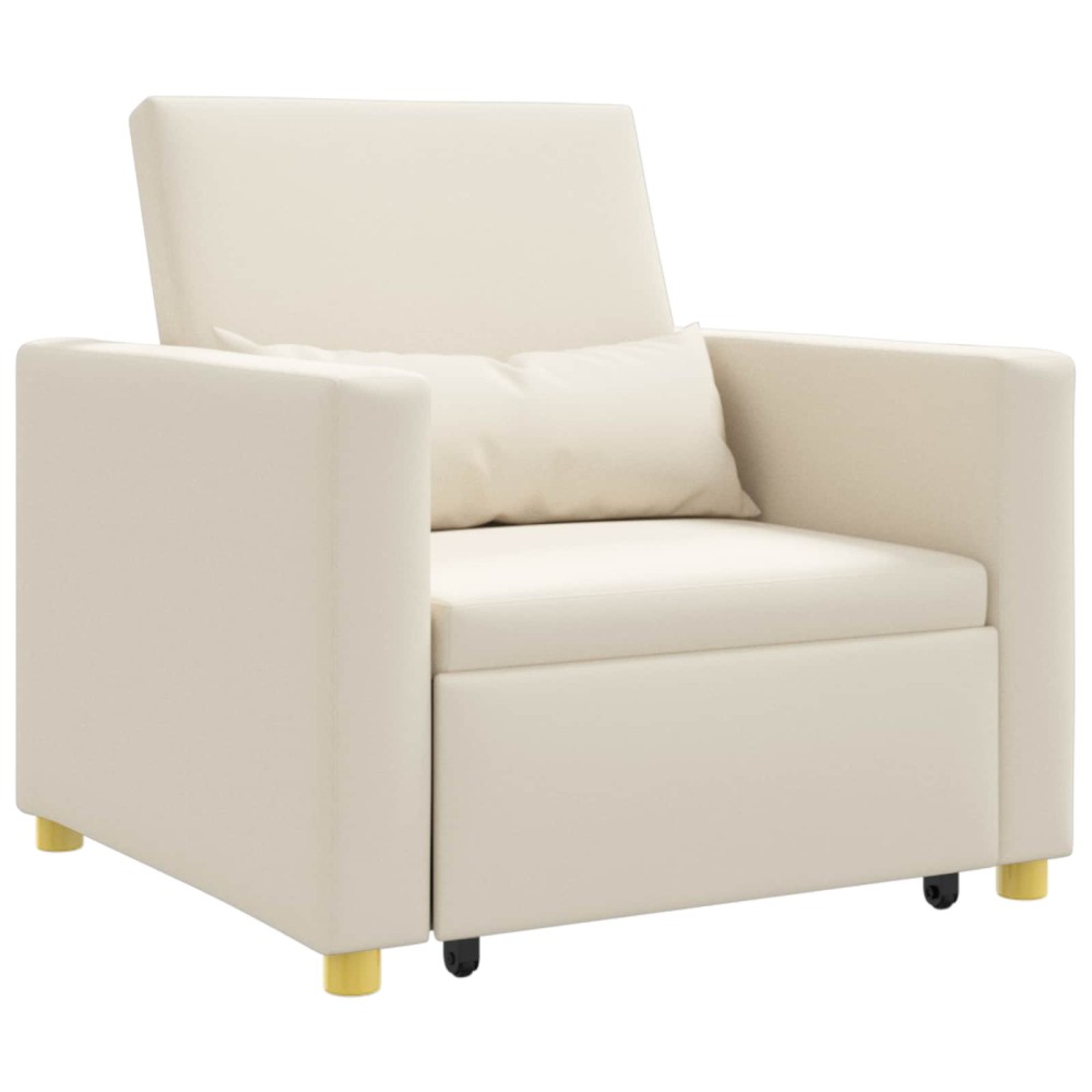vidaXL Καναπές Κρεβάτι Μονό Κρεμ λευκό 90 x 165 x 87 εκ. ύφασμα