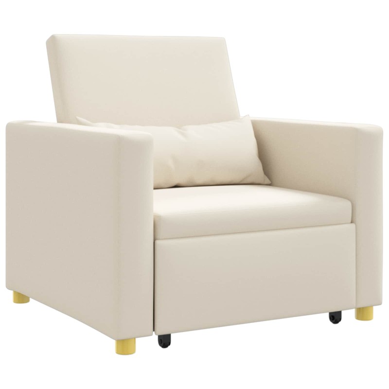 vidaXL Καναπές Κρεβάτι Μονό Κρεμ λευκό 90 x 165 x 87 εκ. ύφασμα