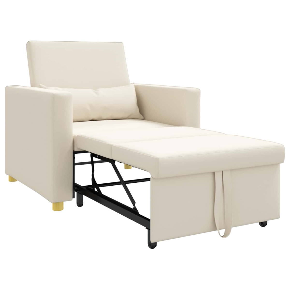 vidaXL Καναπές Κρεβάτι Μονό Κρεμ λευκό 90 x 165 x 87 εκ. ύφασμα