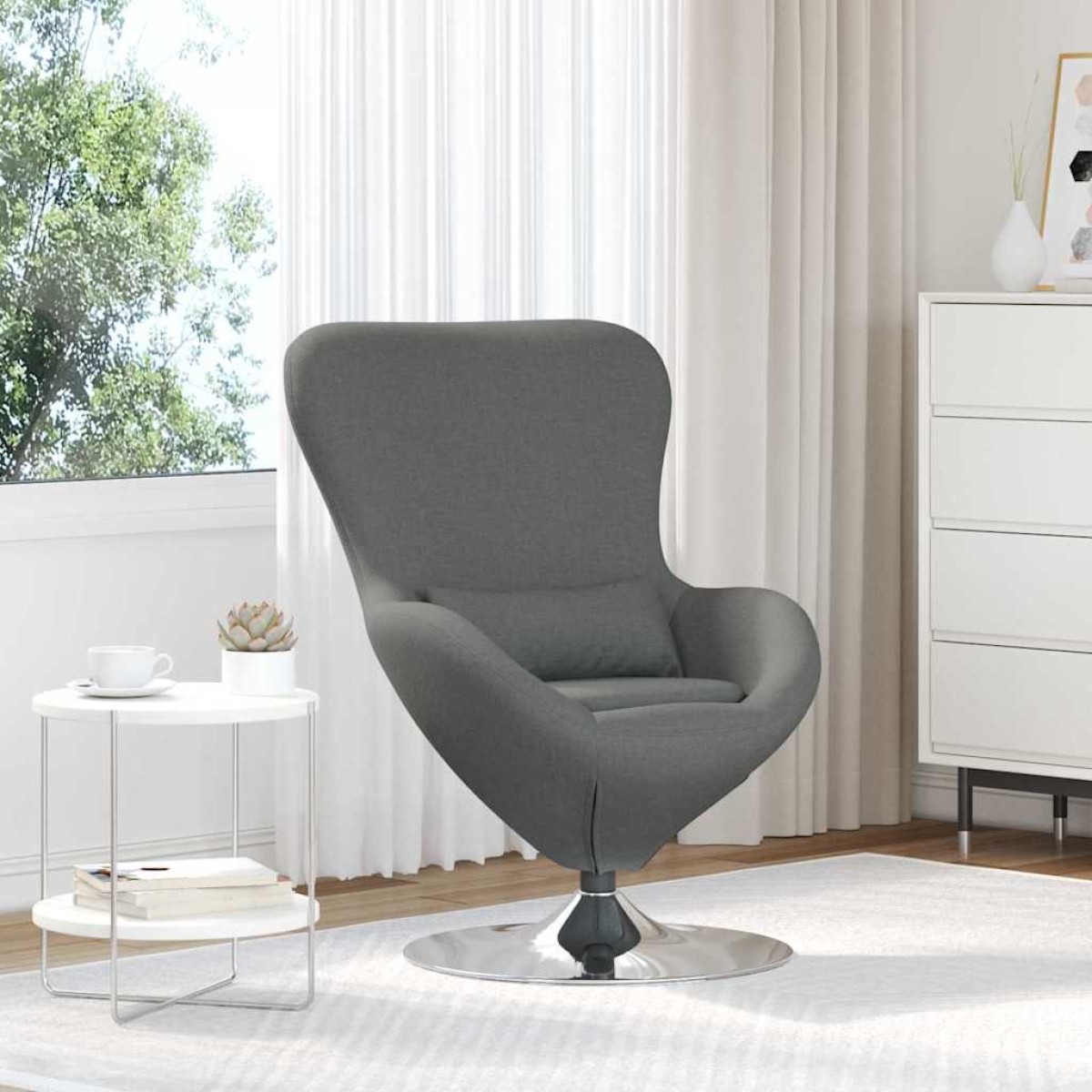 vidaXL Κάθισμα-αυγό Σκούρο Γκρι 63 x 73 x 90 εκ ύφασμα