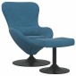 vidaXL Αυγό Καρέκλα με Σκαμνί with Footstool Μπλε Βελούδο