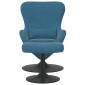 vidaXL Αυγό Καρέκλα με Σκαμνί with Footstool Μπλε Βελούδο