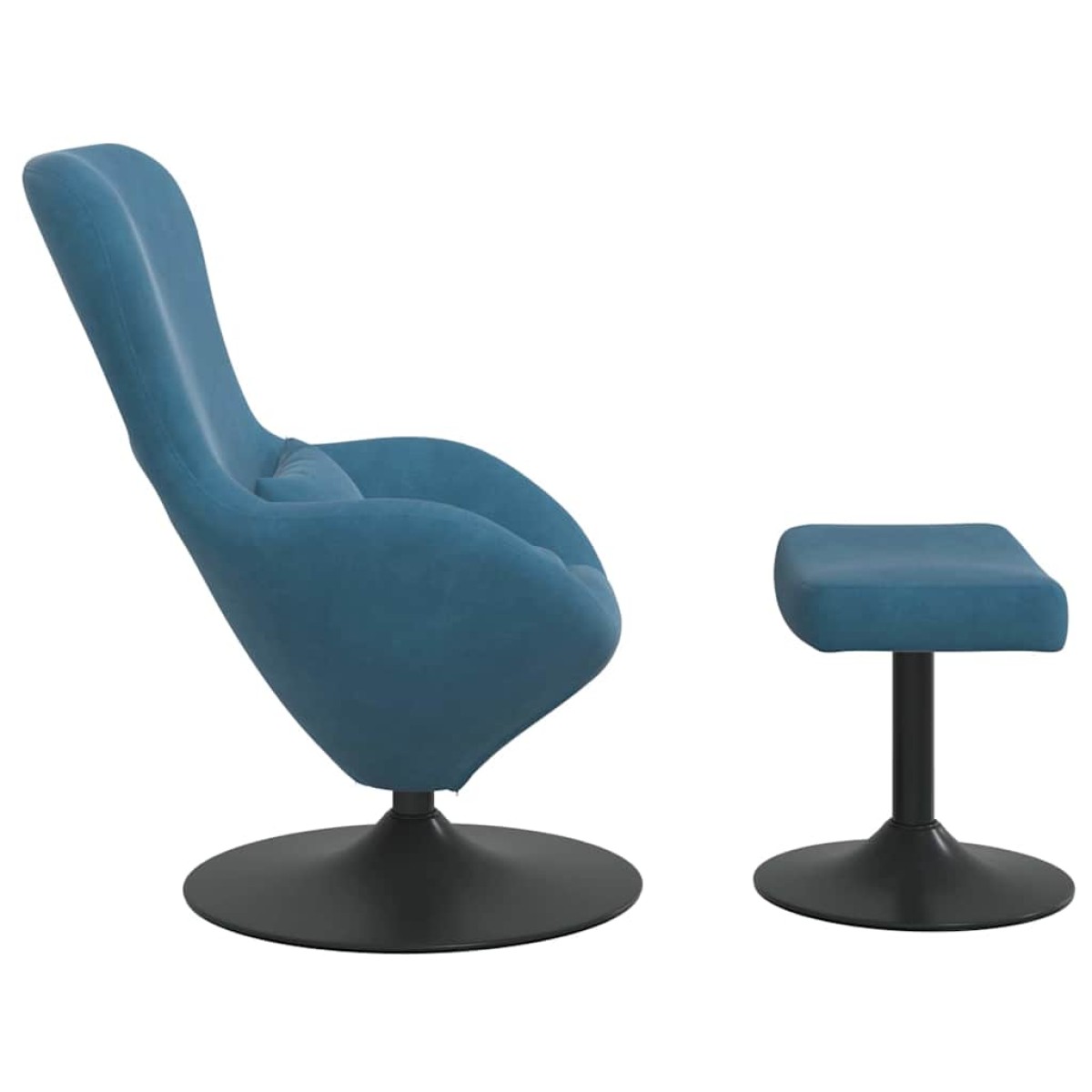 vidaXL Αυγό Καρέκλα με Σκαμνί with Footstool Μπλε Βελούδο