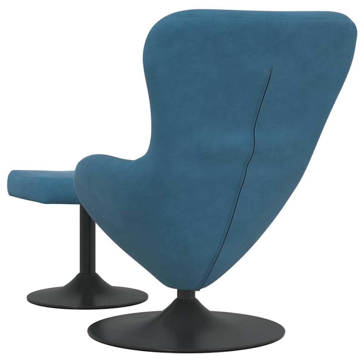 vidaXL Αυγό Καρέκλα με Σκαμνί with Footstool Μπλε Βελούδο