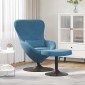 vidaXL Αυγό Καρέκλα με Σκαμνί with Footstool Μπλε Βελούδο