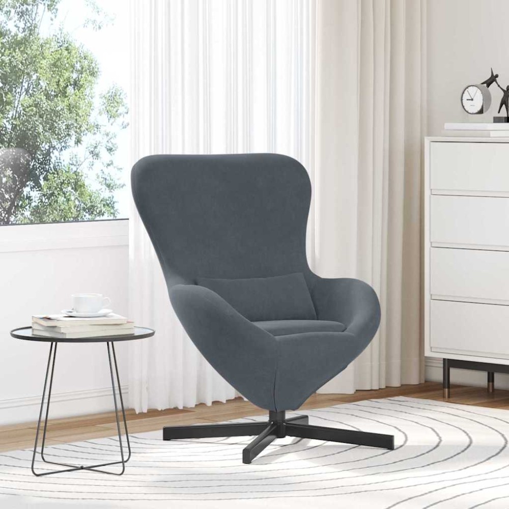 vidaXL Κάθισμα-αυγό Σκούρο Γκρι 63 x 73 x 90 εκ Βελούδο