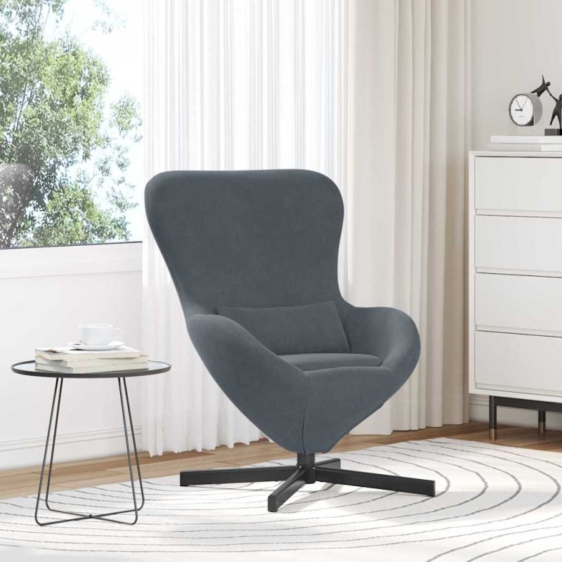 vidaXL Κάθισμα-αυγό Σκούρο Γκρι 63 x 73 x 90 εκ Βελούδο