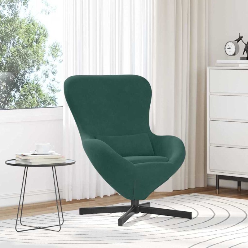 vidaXL Κάθισμα-αυγό Σκούρο Πράσινο 63 x 73 x 90 εκ Βελούδο