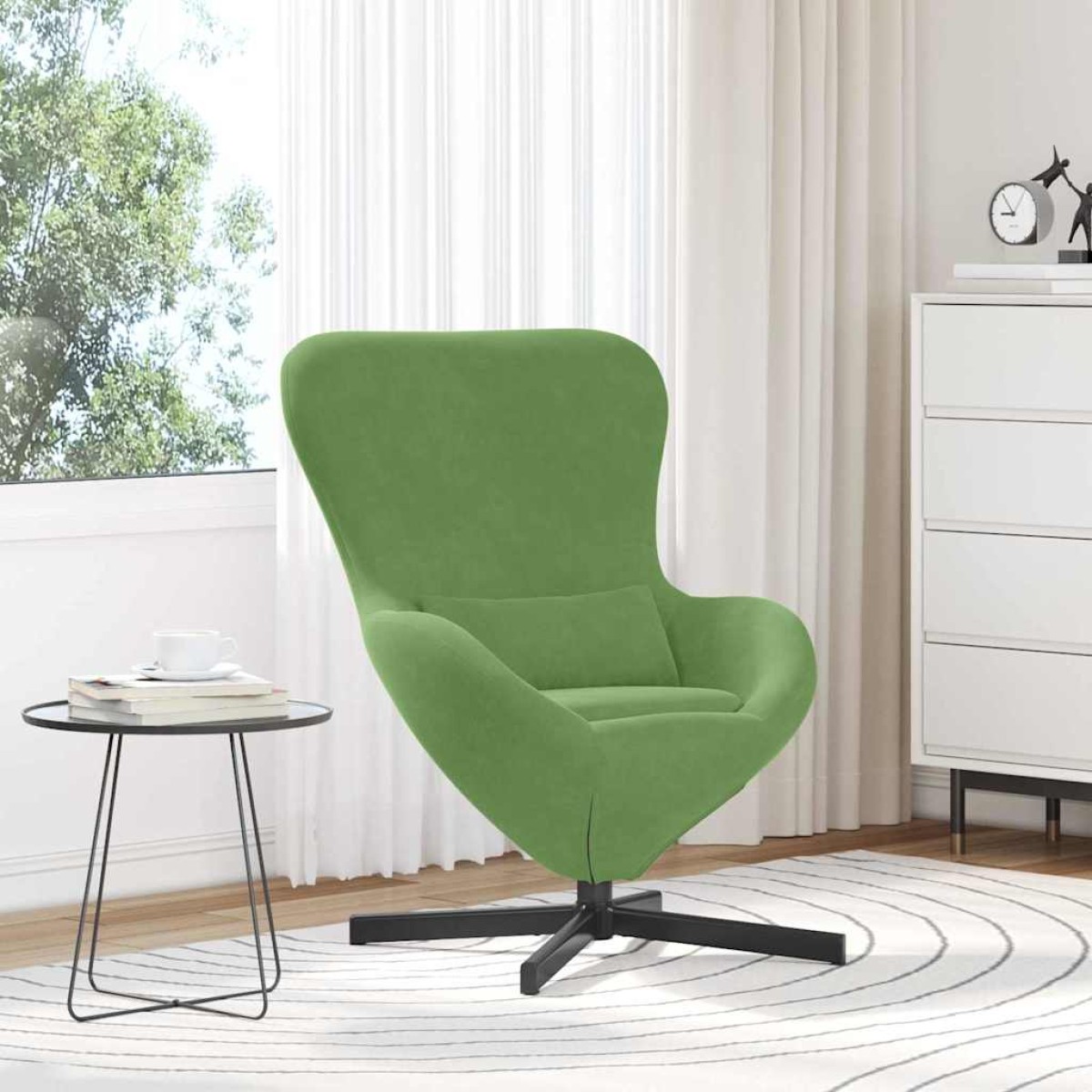vidaXL Κάθισμα-αυγό Ανοιχτό Πράσινο 63 x 73 x 90 εκ Βελούδο
