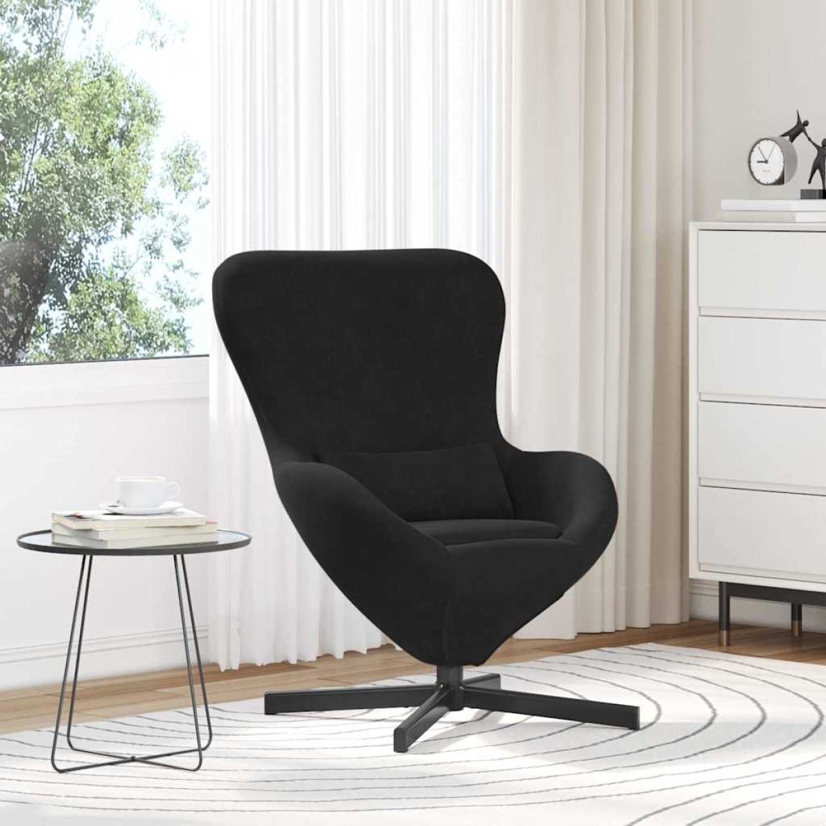 vidaXL Κάθισμα-αυγό Μαύρο 63 x 73 x 90 εκ Βελούδο