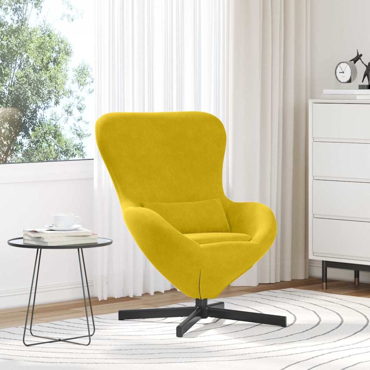 vidaXL Κάθισμα-αυγό Κίτρινο 63 x 73 x 90 εκ Βελούδο