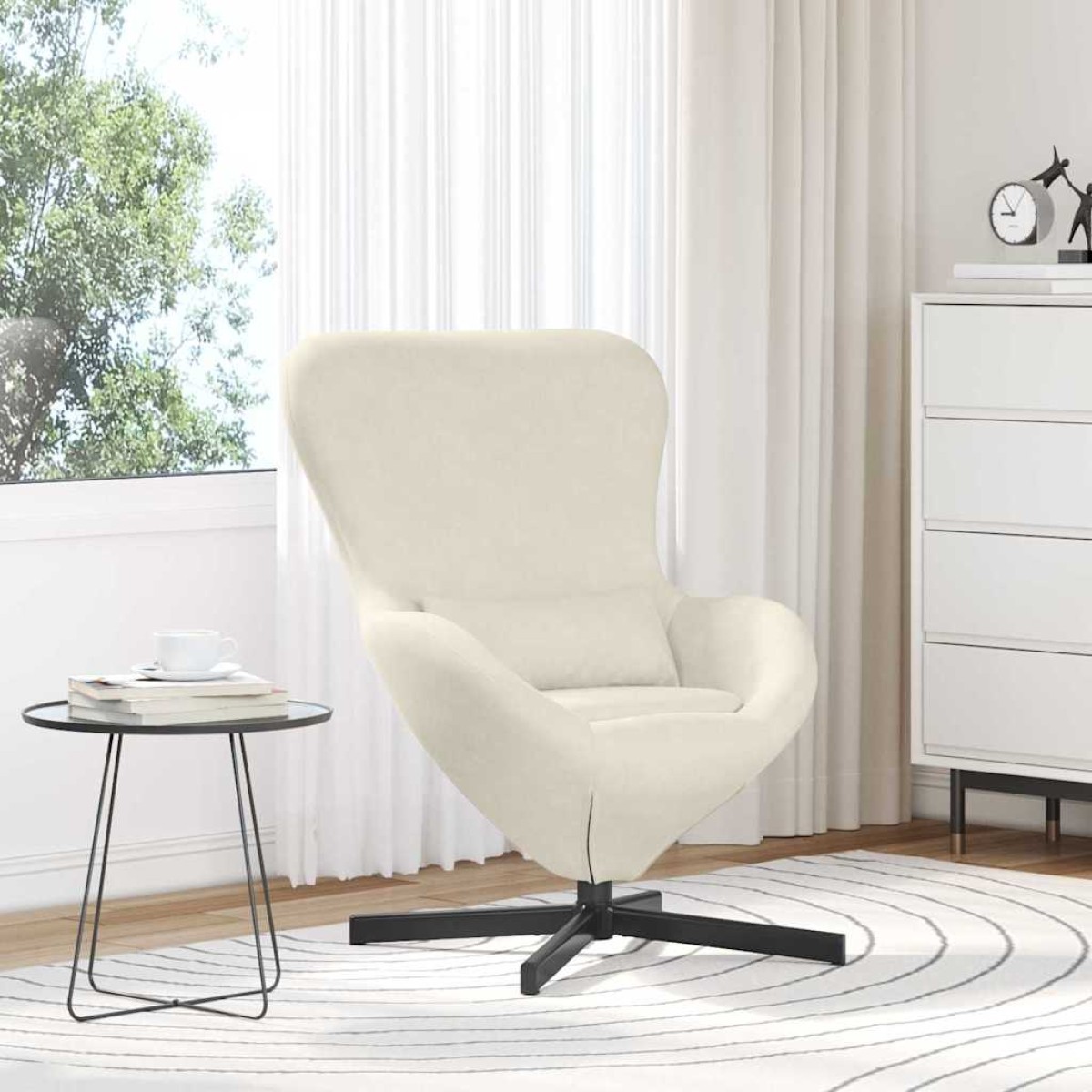 vidaXL Κάθισμα-αυγό Κρεμ 63 x 73 x 90 εκ Βελούδο