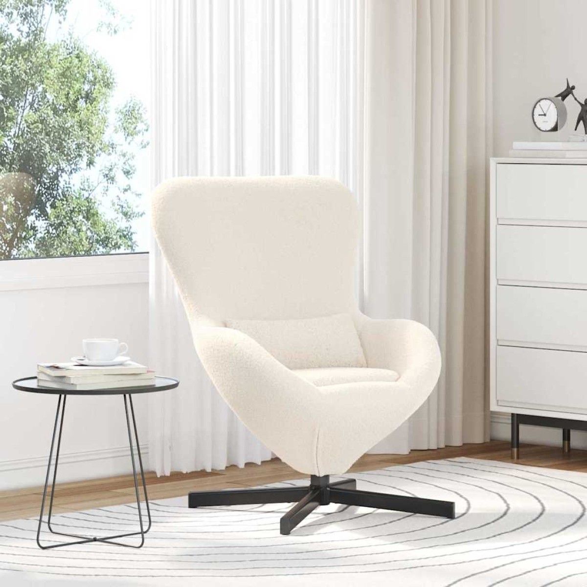 vidaXL Κάθισμα-αυγό Κρεμ 63 x 73 x 90 εκ ύφασμα