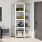vidaXL Γωνιακό ράφι με ράφι Ασημί 90 x 90 x 198 cm Επεξεργασμένο Ξύλο