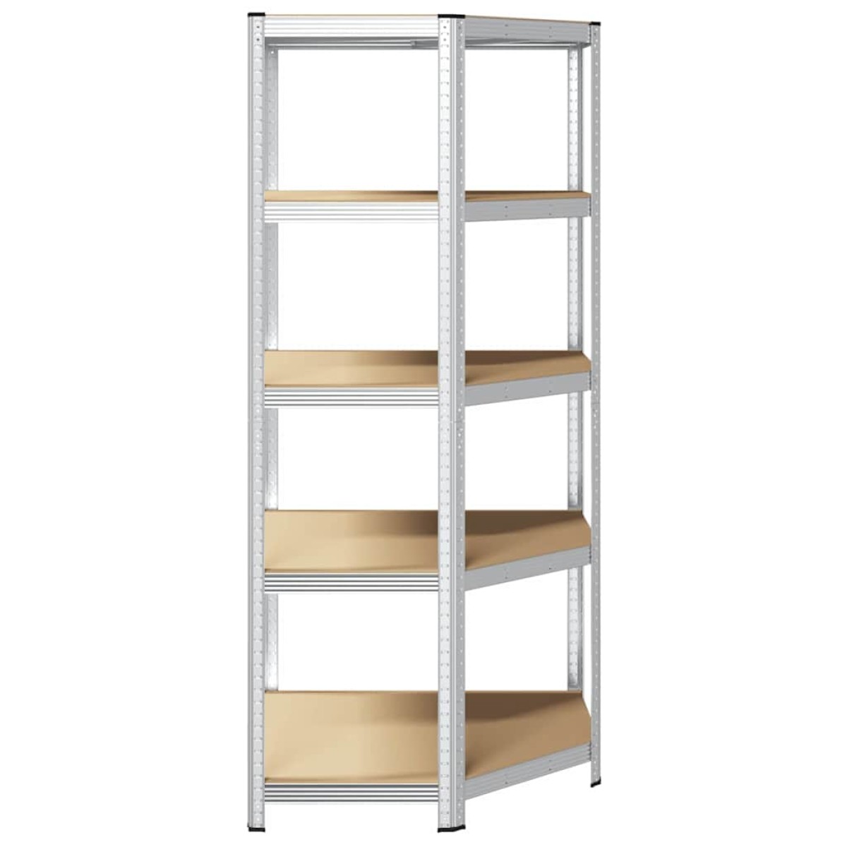 vidaXL Γωνιακό ράφι με ράφι Ασημί 90 x 90 x 198 cm Επεξεργασμένο Ξύλο