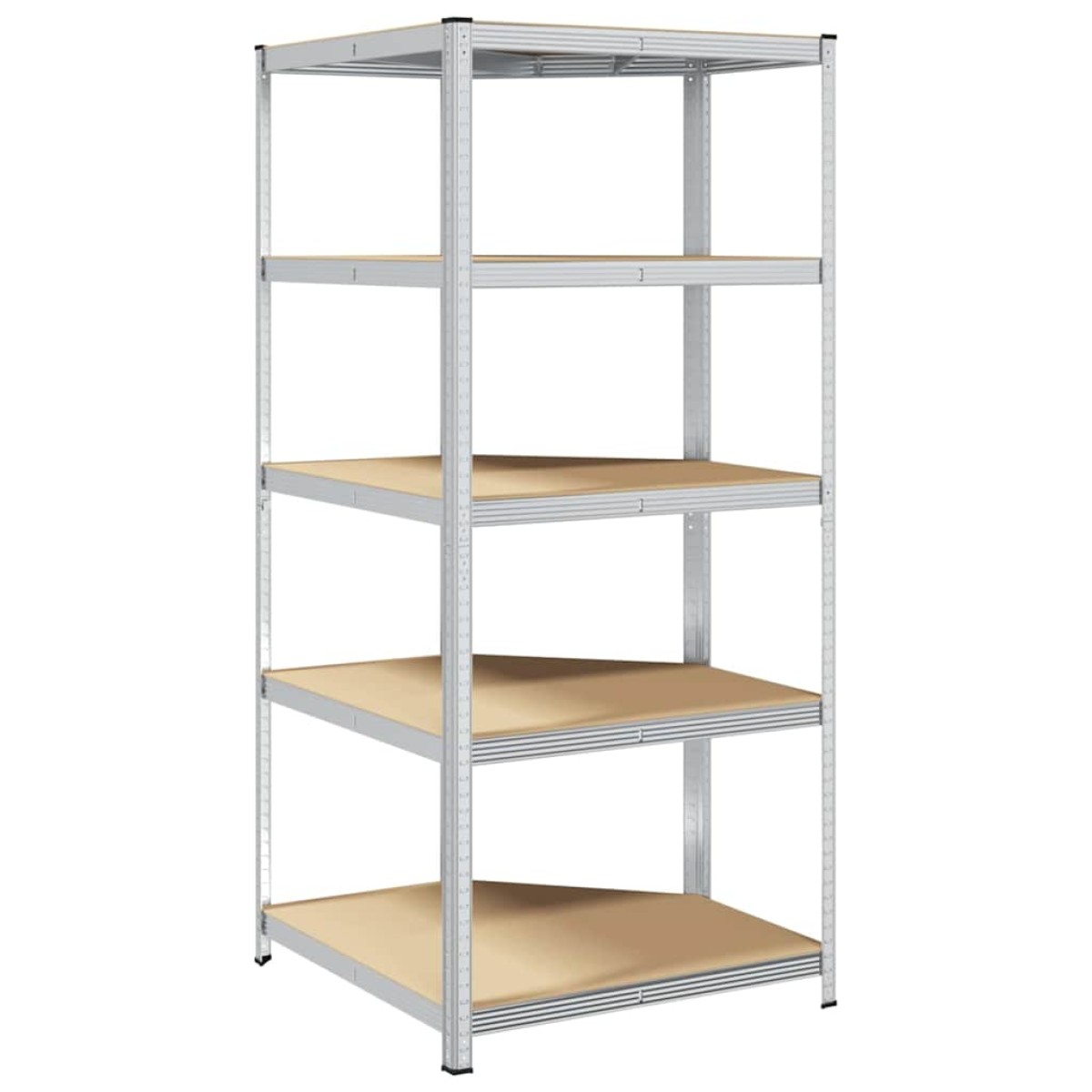 vidaXL Γωνιακό ράφι με ράφι Ασημί 90 x 90 x 198 cm Επεξεργασμένο Ξύλο