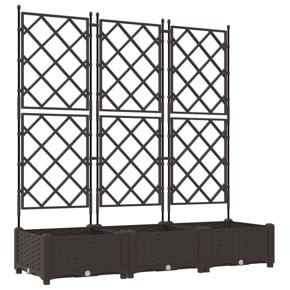 vidaXL Γλάστρα Κήπου 3 τμχ. Καφέ 120 x 40 x 125,5 εκ. PP
