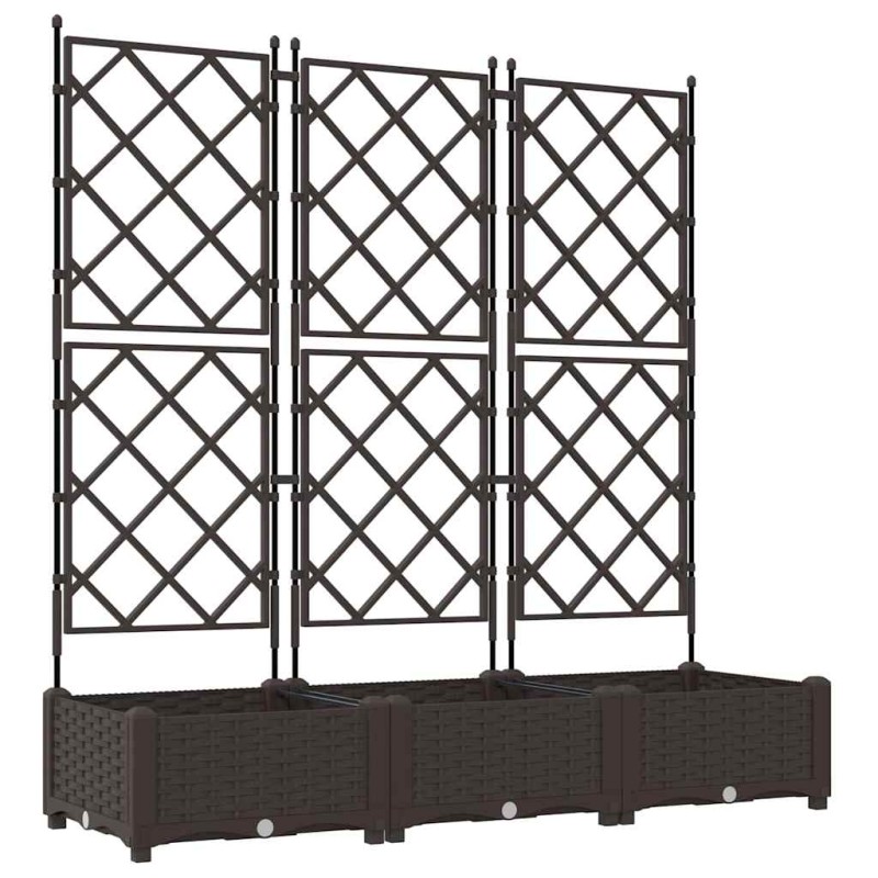 vidaXL Γλάστρα Κήπου 3 τμχ. Καφέ 120 x 40 x 125,5 εκ. PP