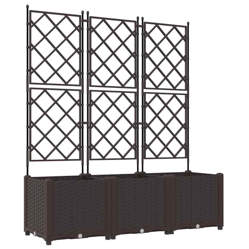 vidaXL Γλάστρα Κήπου 3 τμχ. Καφέ 120 x 40 x 143 εκ. PP