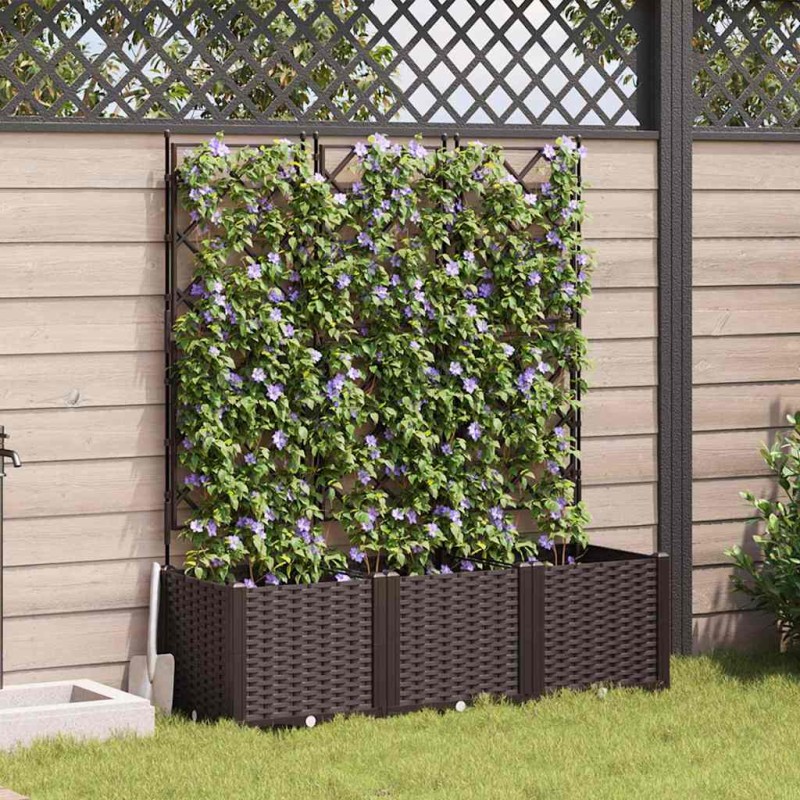 vidaXL Γλάστρα Κήπου 3 τμχ. Καφέ 120 x 40 x 143 εκ. PP