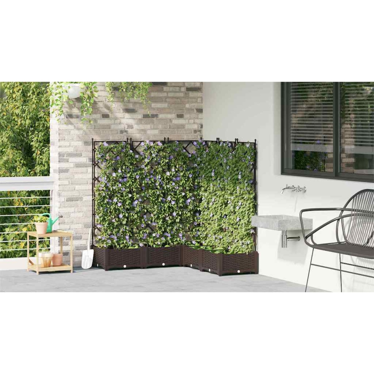 vidaXL Γλάστρα Κήπου 5 τμχ. Καφέ 120 x 120 x 125,5 εκ. PP