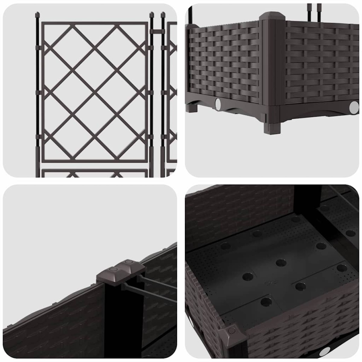 vidaXL Γλάστρα Κήπου 5 τμχ. Καφέ 120 x 120 x 125,5 εκ. PP
