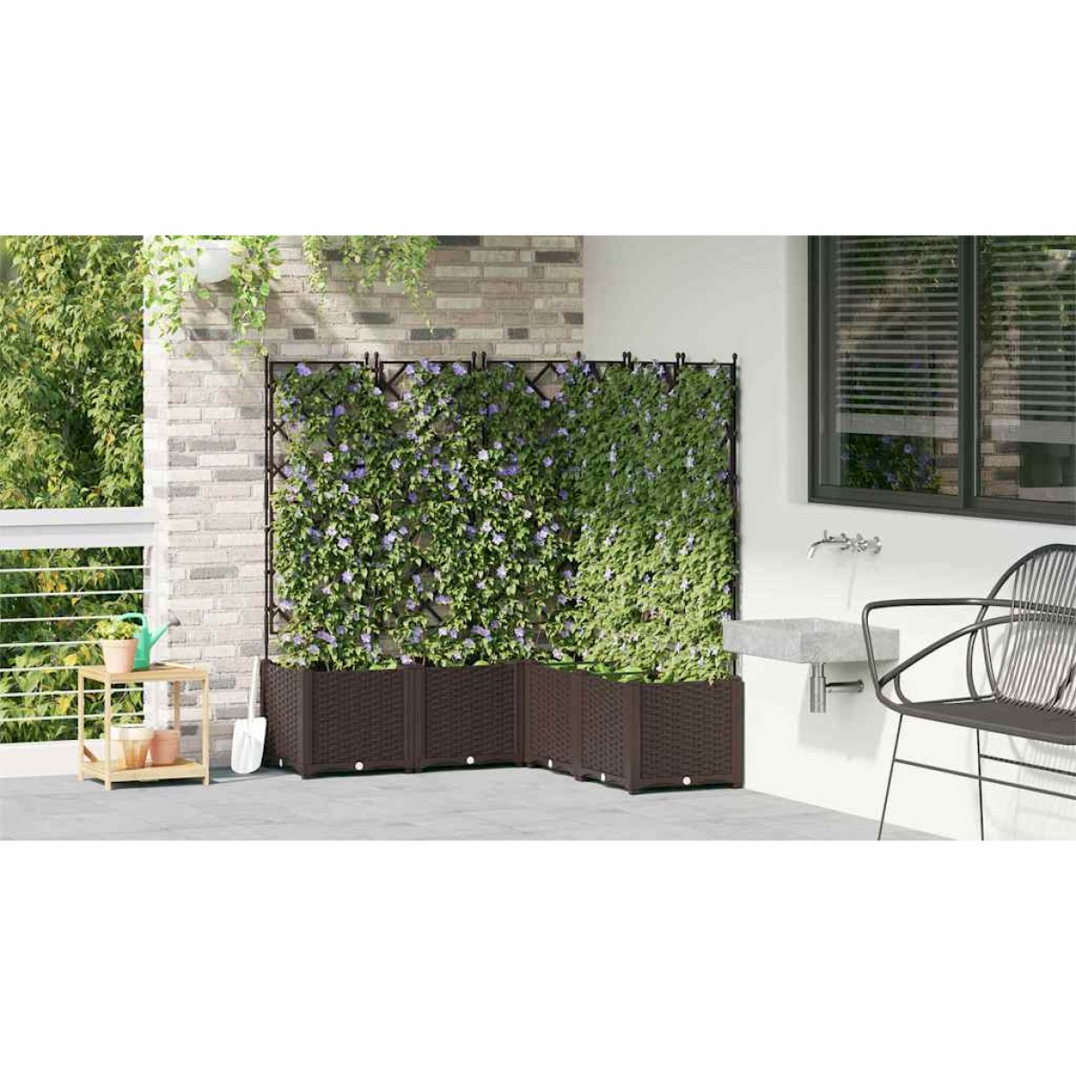 vidaXL Γλάστρα Κήπου 5 τμχ. Καφέ 120 x 120 x 143 εκ. PP