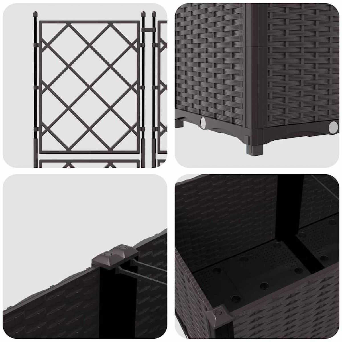 vidaXL Γλάστρα Κήπου 5 τμχ. Καφέ 120 x 120 x 143 εκ. PP