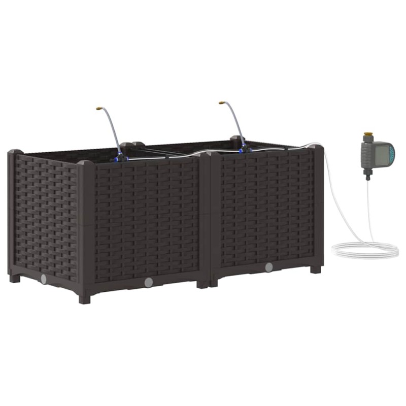 vidaXL Γλάστρα Κήπου 2 τμχ. Καφέ 80 x 40 x 37,5 cm PP